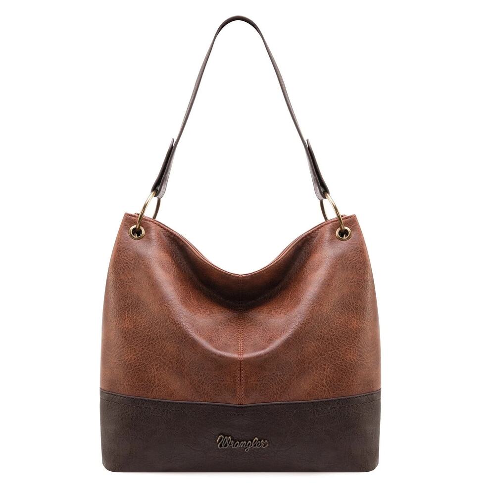 Montana West WG20-918BR Wrangler Hobo Bag for Women, Two-Tone Brown Vegan